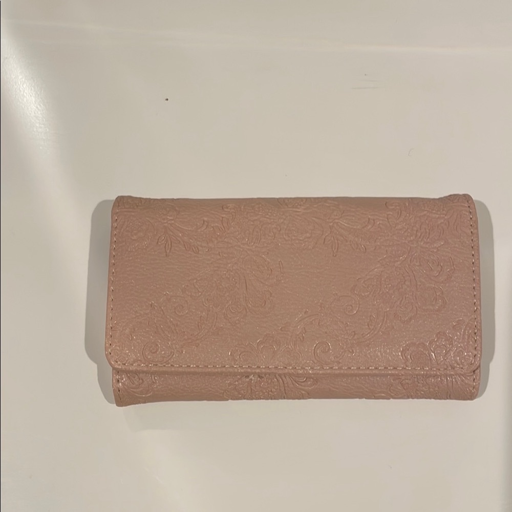 Elegant Floral Embossed Wallet - Pink
